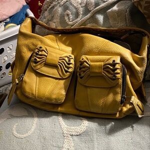 Betsey Johnson Yellow Shoulder Bag with Bow Details
